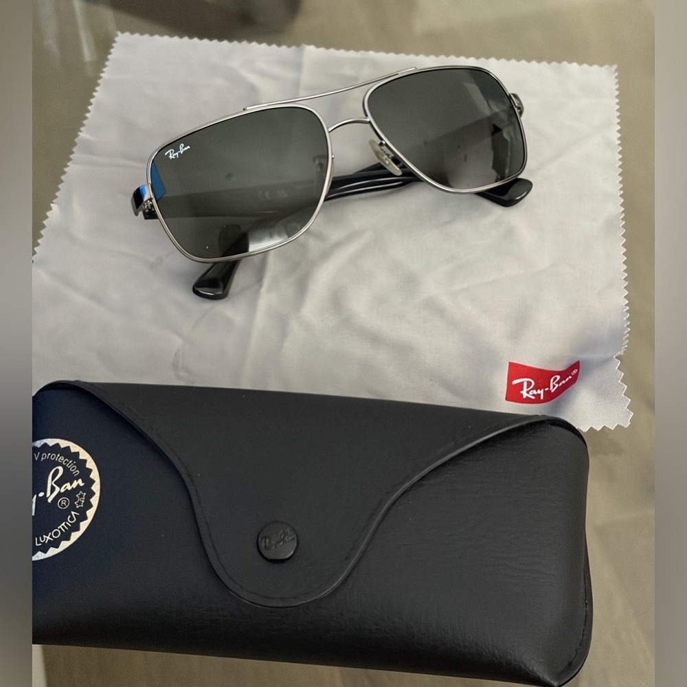 Ray-Ban Silver Frame Black Lenses Sunglasses